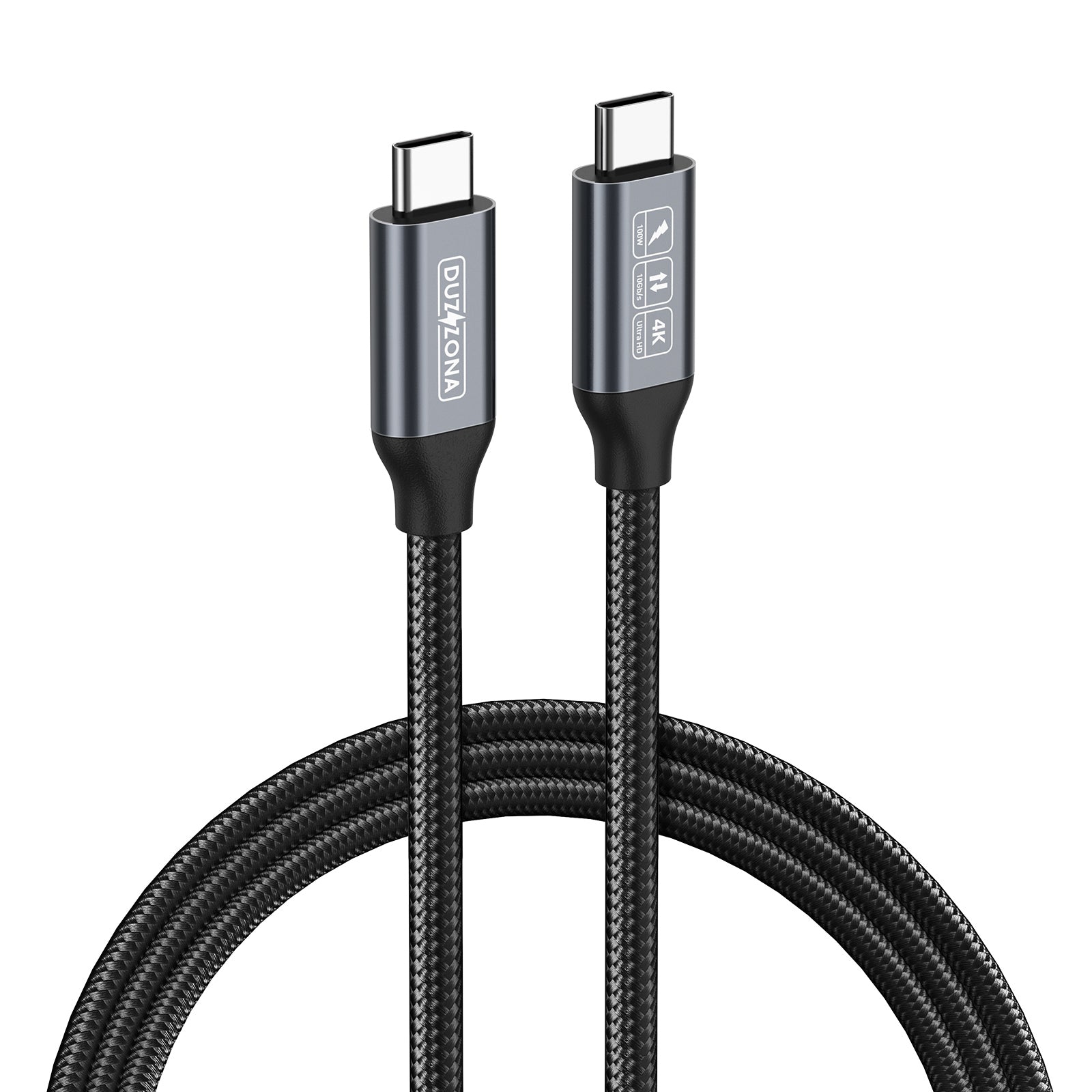 DUZZONA A9 1m PD 100W 10Gbps 4K USB-C to USB-C Cable Fast Charging Data Cord DUZZONA A9 1m PD 100W 10Gbps 4K USB-C to USB-C Cable Fast Charging Data Cord